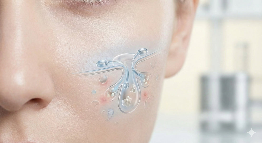 Diagram of early-stage acne forming beneath skin surface before visible breakout
